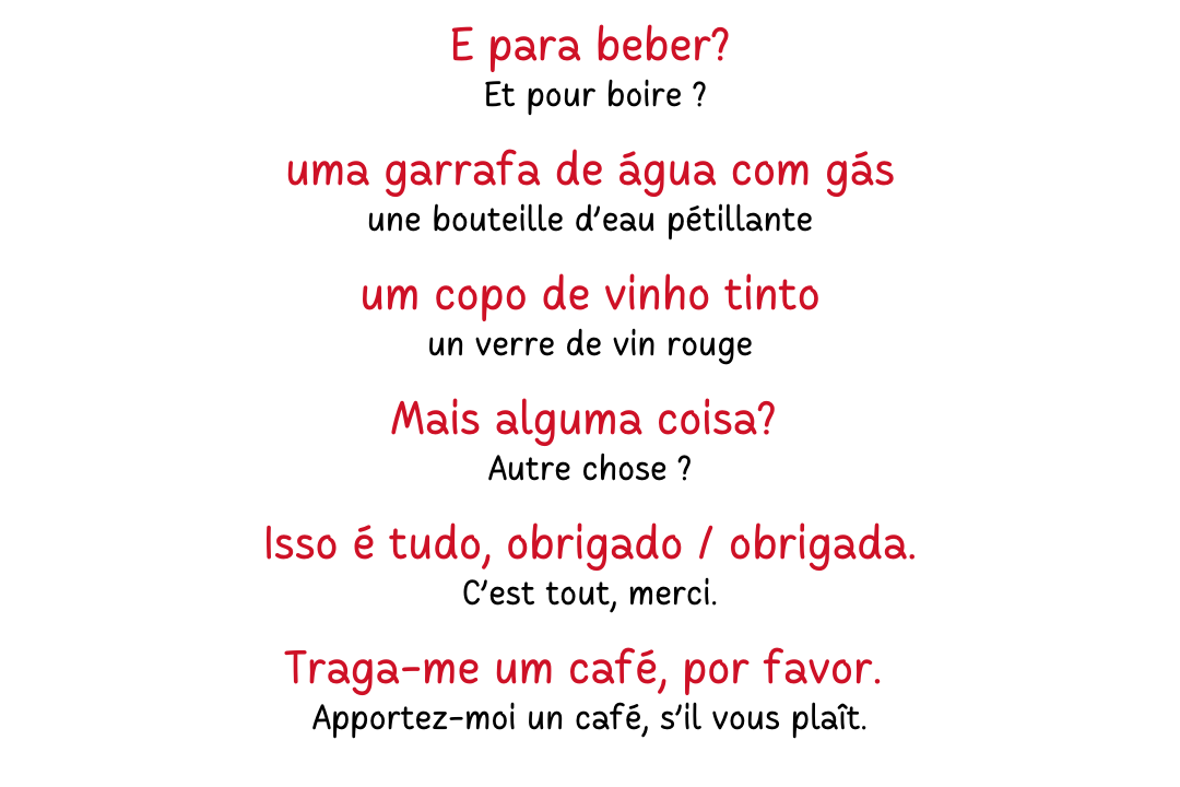 commander en portugais dans un restaurant au Portugal